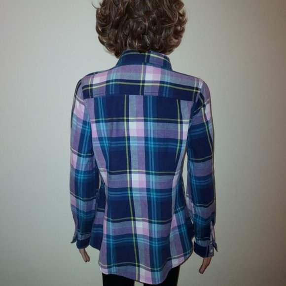 Old Navy Multi Plaid Long Sleeve Front Pockets Button Down Shirt Size M NWOT - Picture 4 of 4